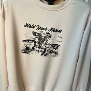 Hold Your Horses Graphic Sweatshirt Size L